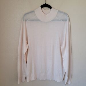 Uniqlo Mock Neck Wool Blend Cream Long Sleeve Sweater XL